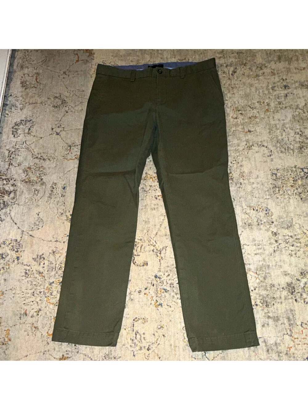 Banana Republic Green Aiden Chino Pants Mens Straight Fit Flat Front 33x30 A248